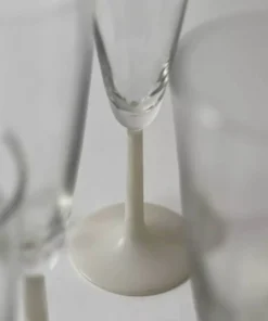 Service 9 coupes a champagne en verre et verre dépoli opaline, France 1970