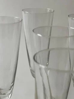 Service 9 coupes a champagne en verre et verre dépoli opaline, France 1970