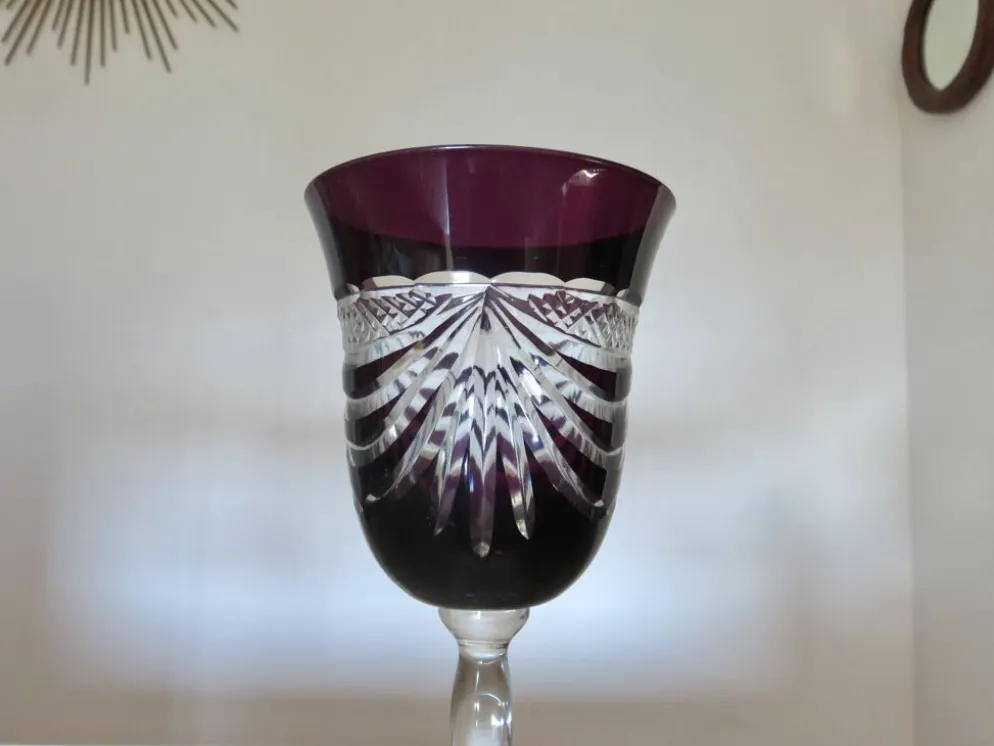 Service cristal couleur "Cristalleries de Lorraine" carafe et 5 verres