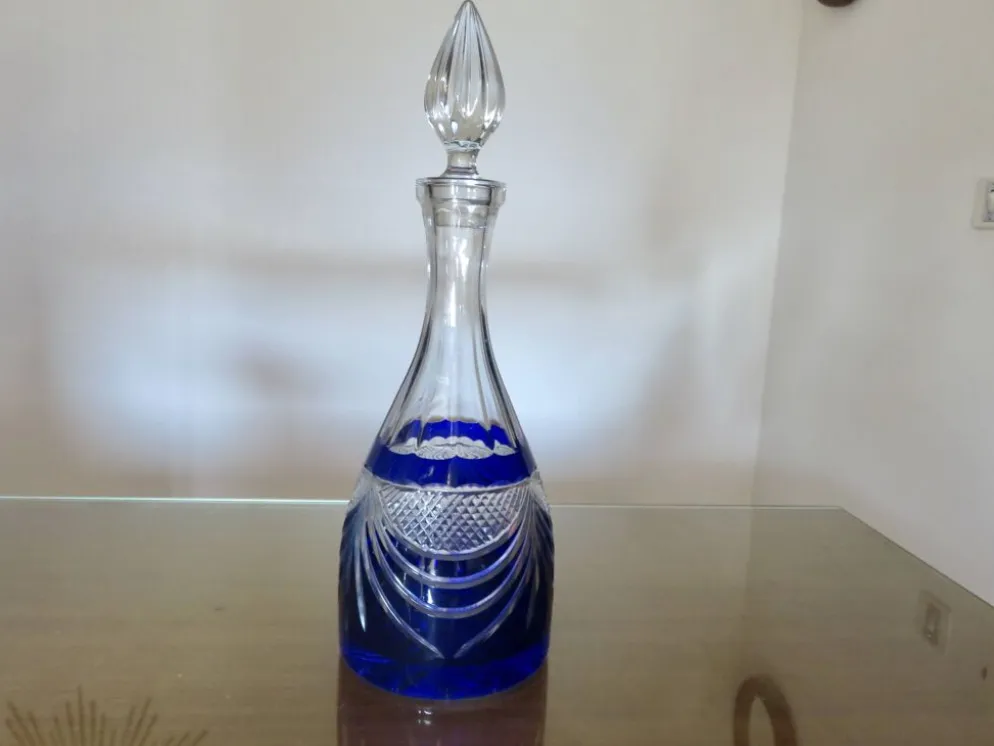 Service cristal couleur "Cristalleries de Lorraine" carafe et 5 verres
