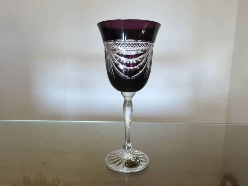Service cristal couleur "Cristalleries de Lorraine" carafe et 5 verres