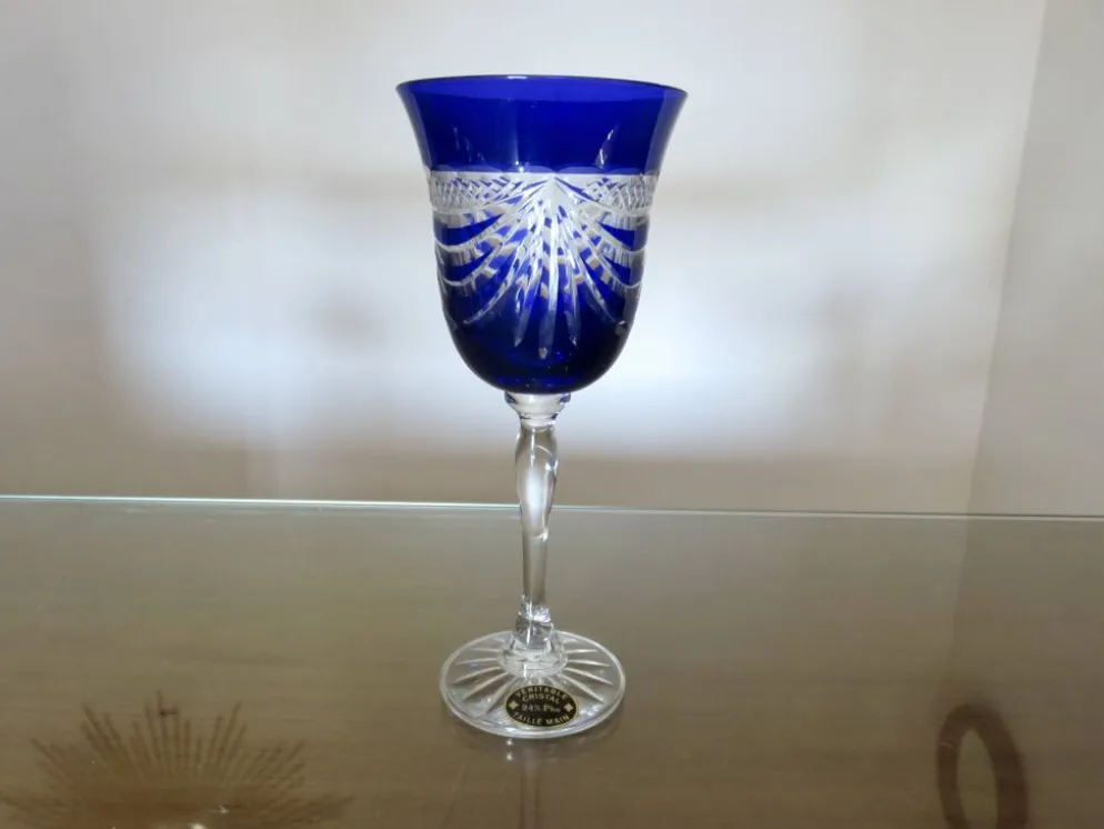 Service cristal couleur "Cristalleries de Lorraine" carafe et 5 verres
