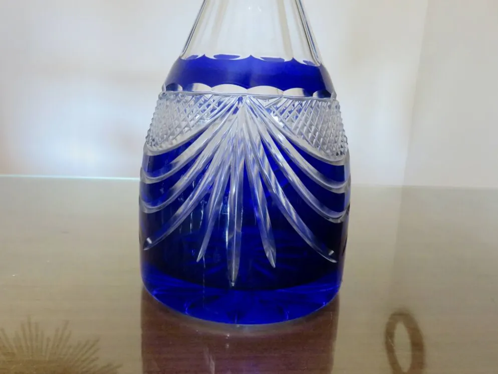 Service cristal couleur "Cristalleries de Lorraine" carafe et 5 verres