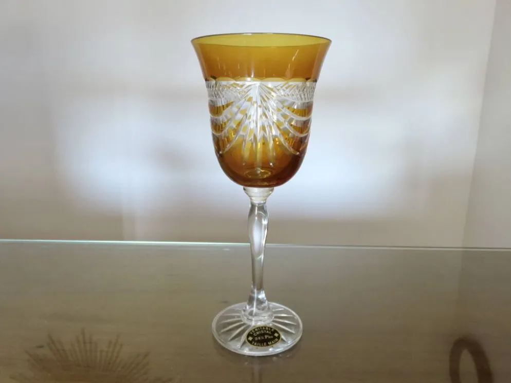 Service cristal couleur "Cristalleries de Lorraine" carafe et 5 verres