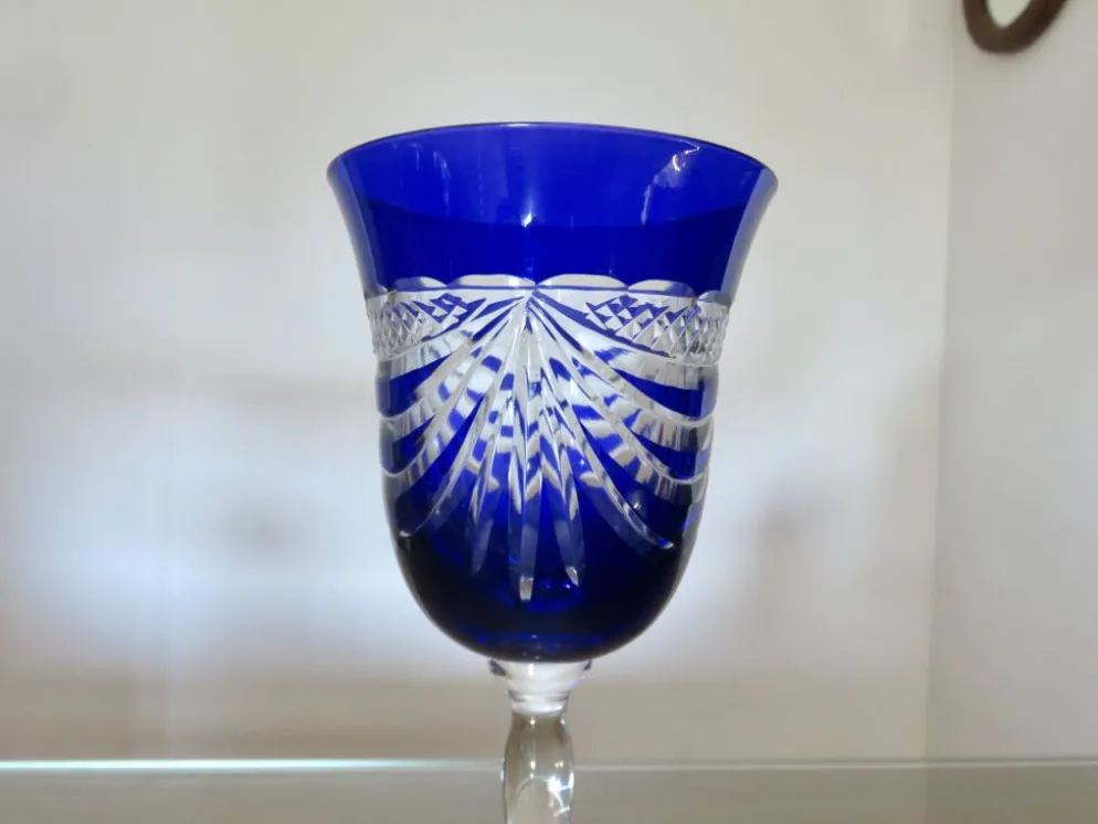 Service cristal couleur "Cristalleries de Lorraine" carafe et 5 verres