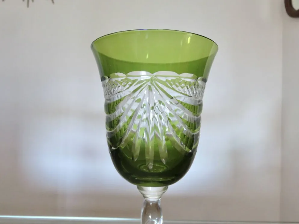 Service cristal couleur "Cristalleries de Lorraine" carafe et 5 verres