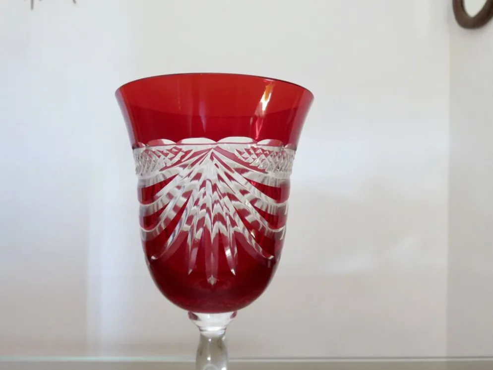 Service cristal couleur "Cristalleries de Lorraine" carafe et 5 verres