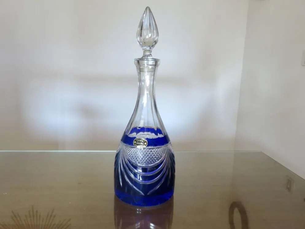 Service cristal couleur "Cristalleries de Lorraine" carafe et 5 verres