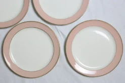 Service d'assiettes creuses x6, service Santos, rose, Villeroy et Boch, vintage
