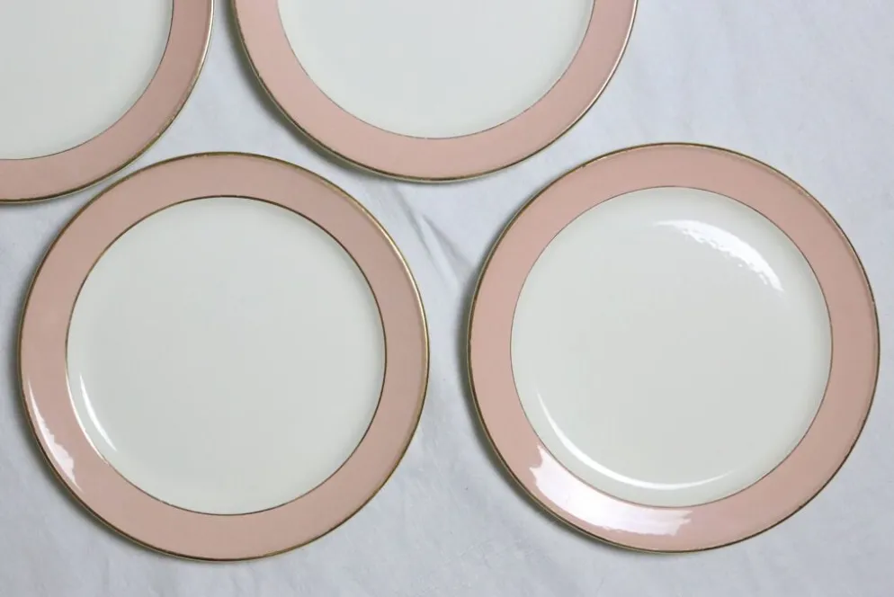 Service d'assiettes creuses x6, service Santos, rose, Villeroy et Boch, vintage