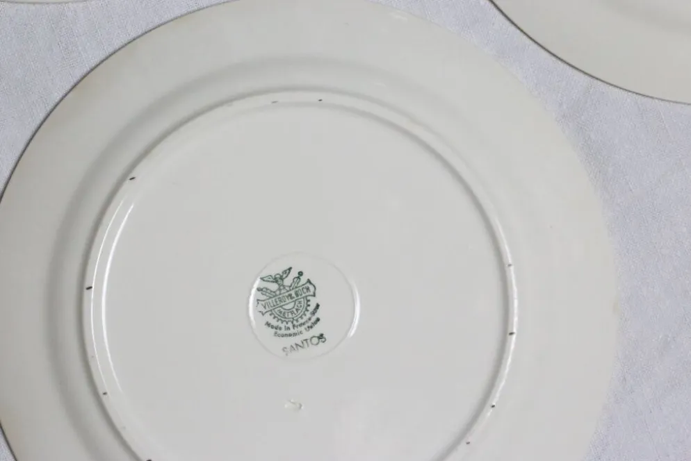 Service d'assiettes creuses x6, service Santos, rose, Villeroy et Boch, vintage