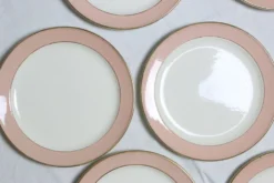 Service d'assiettes creuses x6, service Santos, rose, Villeroy et Boch, vintage