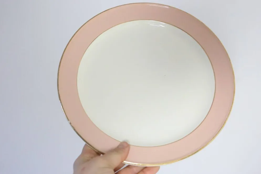 Service d'assiettes creuses x6, service Santos, rose, Villeroy et Boch, vintage