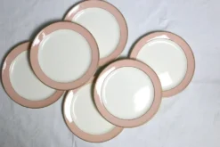 Service d'assiettes creuses x6, service Santos, rose, Villeroy et Boch, vintage