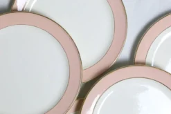 Service d'assiettes creuses x6, service Santos, rose, Villeroy et Boch, vintage