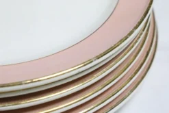Service d'assiettes creuses x6, service Santos, rose, Villeroy et Boch, vintage