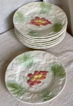 Service de 8 assiettes barbotines raisins SALINS vintage 1970