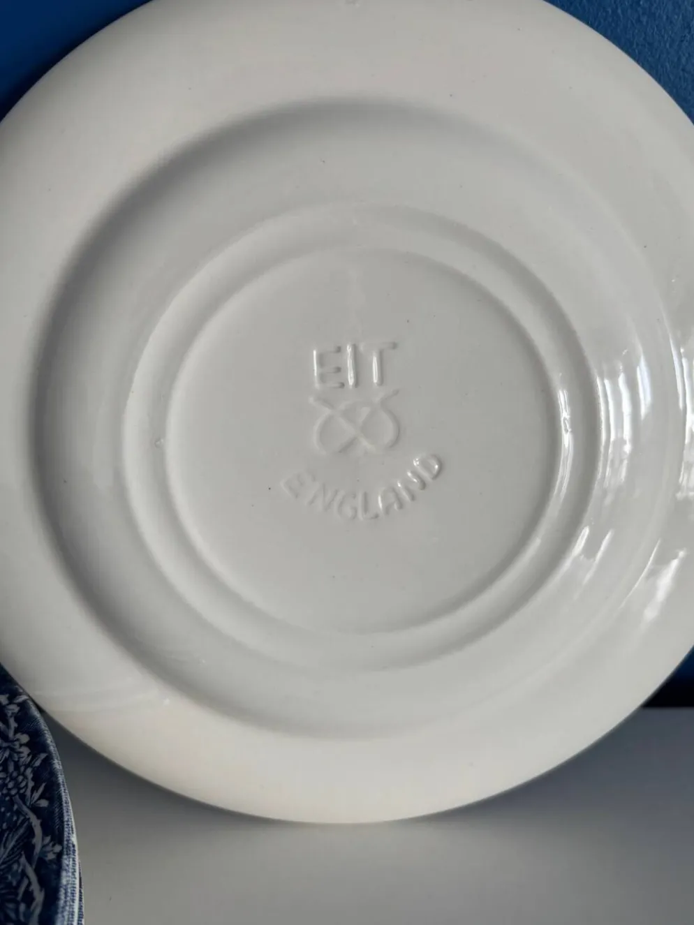 Service de 4 assiettes à dessert vintage porcelaine anglaise bleu décor cha