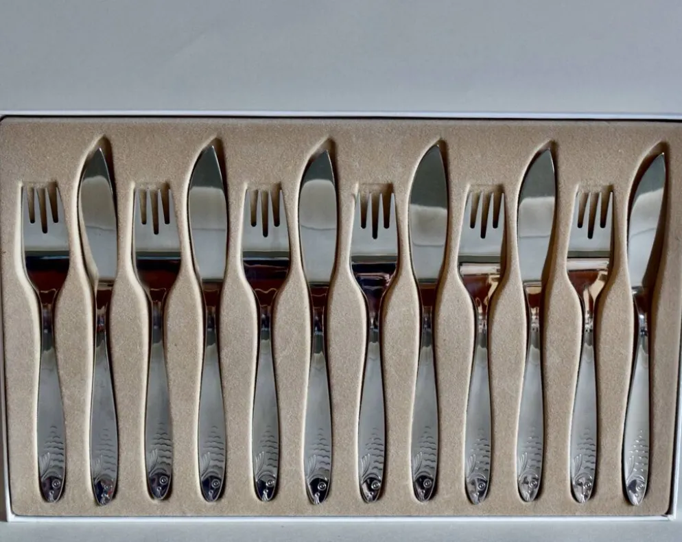 Service de couverts à poisson vintage pour 6 personnes - WMF - acier inoxydable - Made in Germany