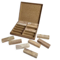 Service de 12 porte-couteaux en onyx veiné, coffret d'origine années 70