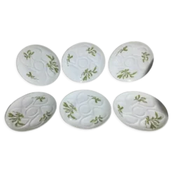 Service de six assiettes à huîtres en porcelaine de Limoges