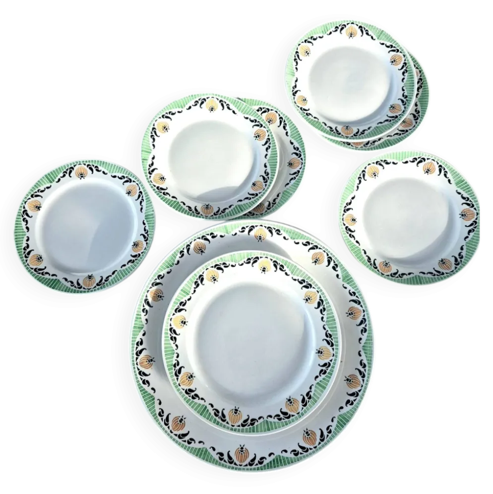 Service à Dessert Art Déco Sarreguemines Modèle "Maroussia" (8 pièces)