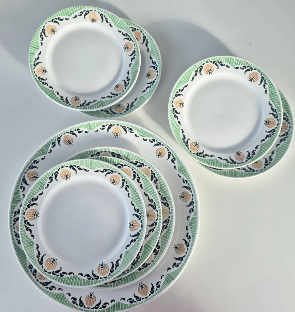 Service à Dessert Art Déco Sarreguemines Modèle "Maroussia" (8 pièces)