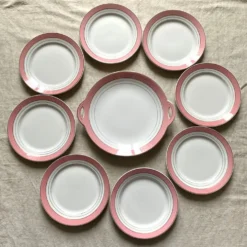 Service à dessert assiettes et plat en porcelaine de Luneville