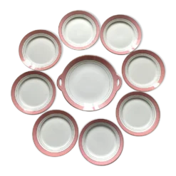 Service à dessert assiettes et plat en porcelaine de Luneville