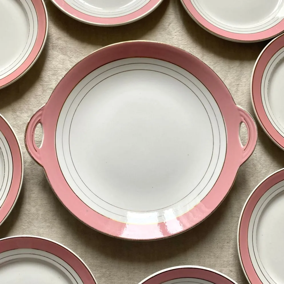 Service à dessert assiettes et plat en porcelaine de Luneville