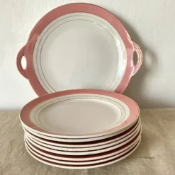 Service à dessert assiettes et plat en porcelaine de Luneville