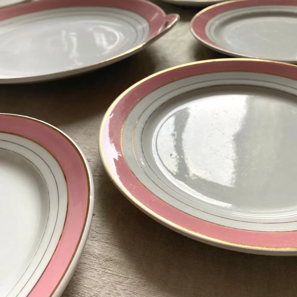 Service à dessert assiettes et plat en porcelaine de Luneville