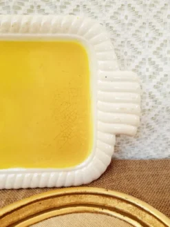 Service à dessert jaune Longwy France