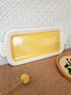 Service à dessert jaune Longwy France
