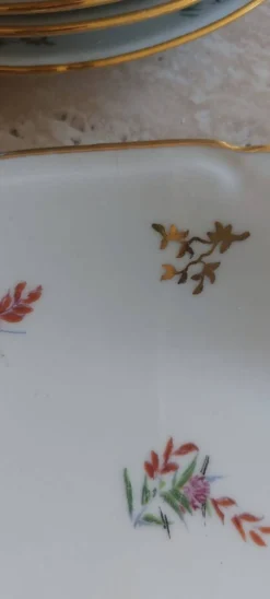 Service à dessert vintage en porcelaine F.D France Foëcy – 13 pièces