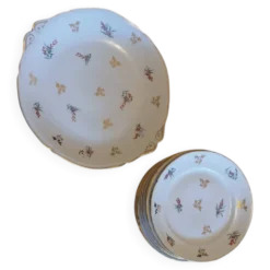 Service à dessert vintage en porcelaine F.D France Foëcy – 13 pièces