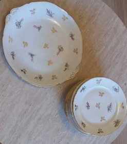 Service à dessert vintage en porcelaine F.D France Foëcy – 13 pièces
