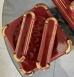 Service de table Art Déco en faïence émaillée bordeaux et or – Complet