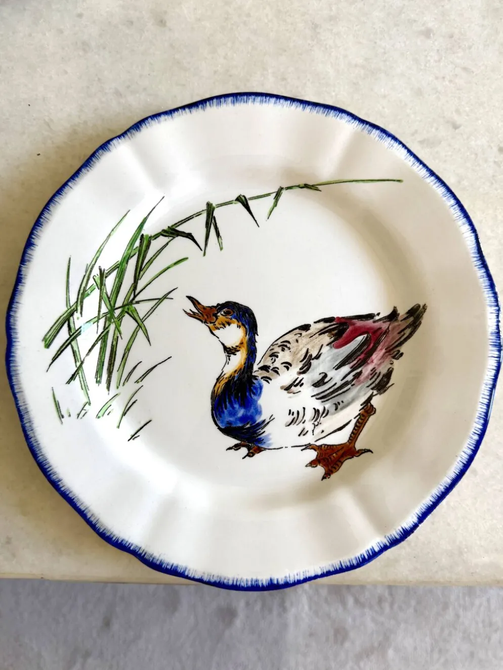 Service de table assiettes et plats Gien modèle grands oiseaux