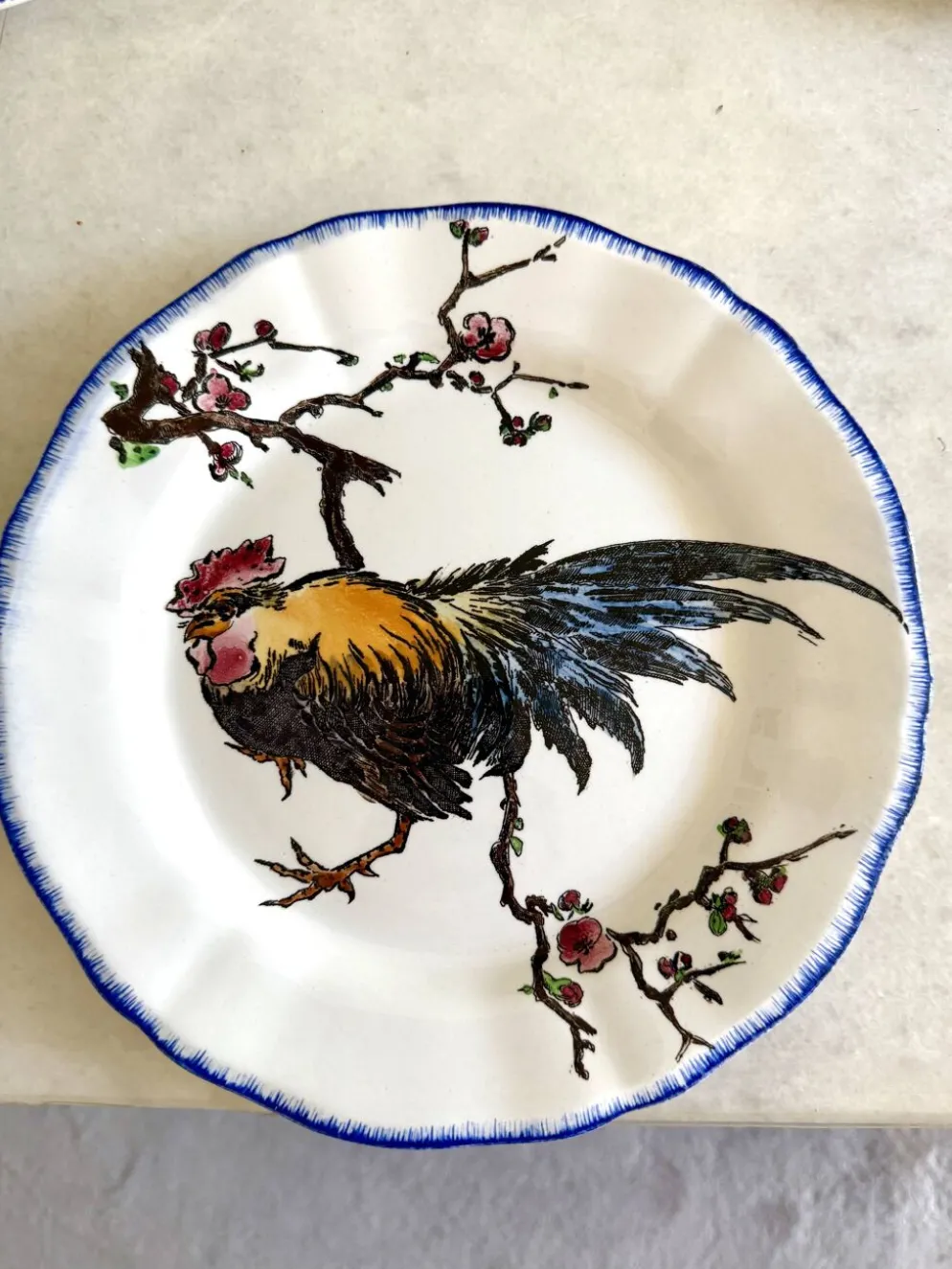 Service de table assiettes et plats Gien modèle grands oiseaux