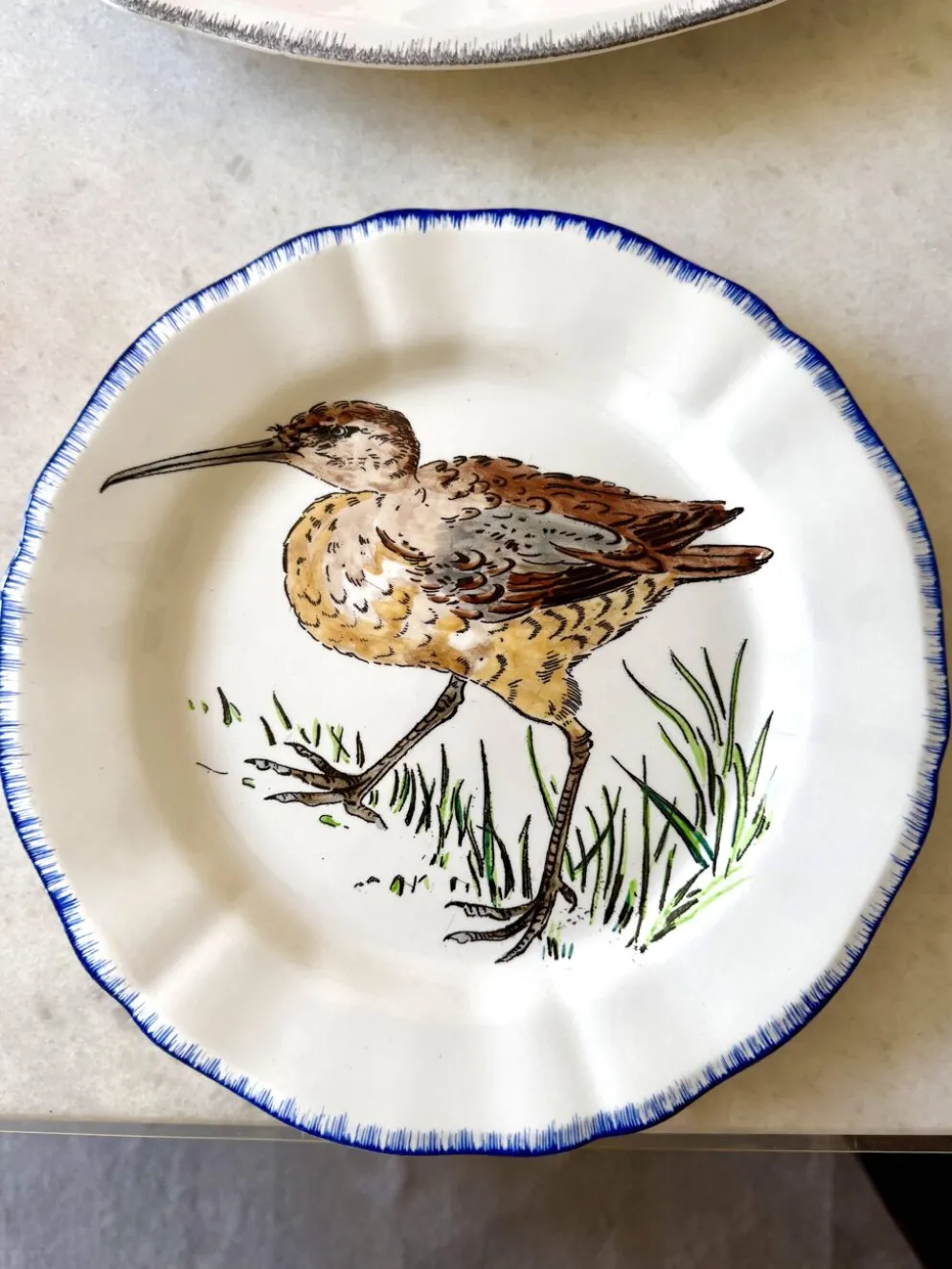 Service de table assiettes et plats Gien modèle grands oiseaux