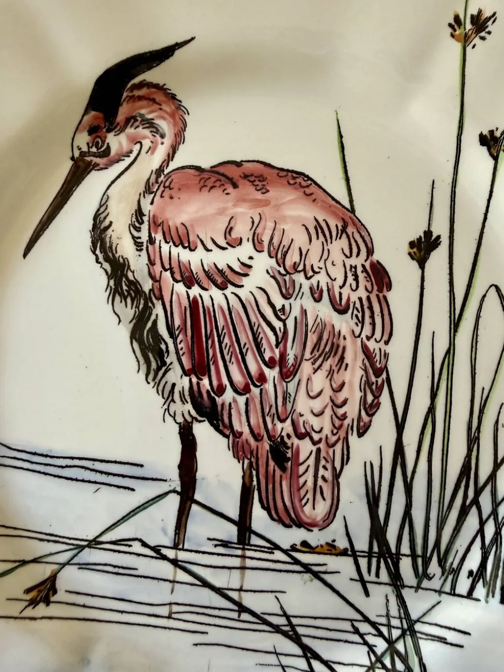 Service de table assiettes et plats Gien modèle grands oiseaux