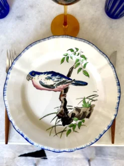 Service de table assiettes et plats Gien modèle grands oiseaux