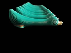Service de table en céramique turquoise, années 40-50