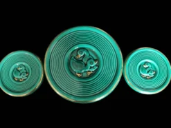 Service de table en céramique turquoise, années 40-50