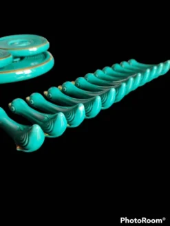 Service de table en céramique turquoise, années 40-50