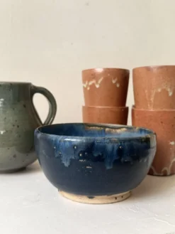 Service de 6 tasses à café en gres émaillé, France 1970