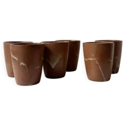 Service de 6 tasses à café en gres émaillé, France 1970