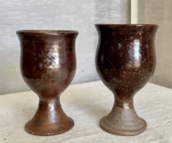 Service de 8 verres grès pyrite vintage 1960 d'Albert THIRY (Vallauris)
