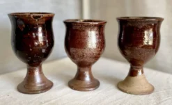 Service de 8 verres grès pyrite vintage 1960 d'Albert THIRY (Vallauris)